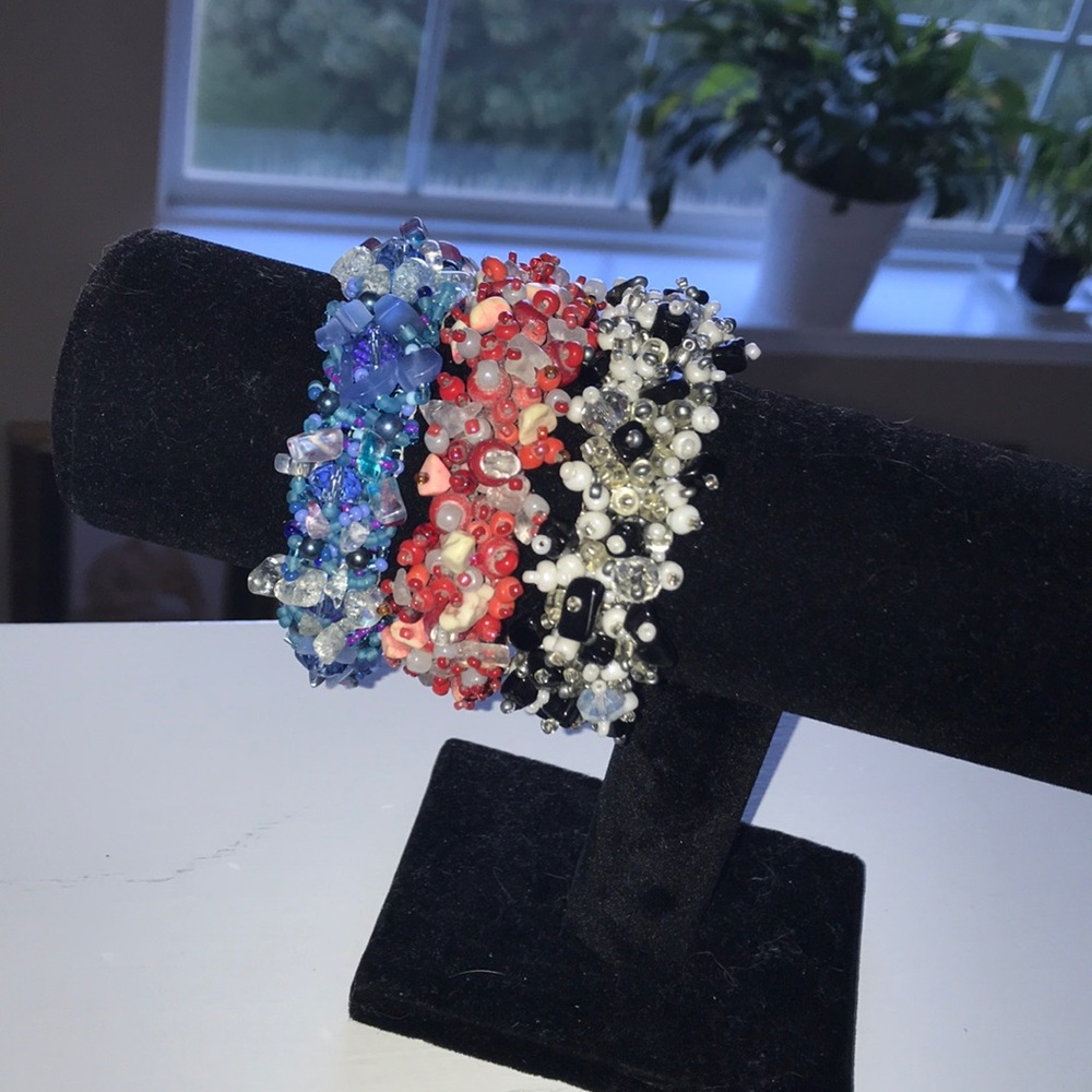 Handmade beaded crystal bracelets set